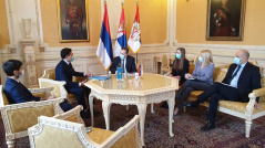 21 December 2020 National Assembly Speaker Ivica Dacic and Kazakh Ambassador to Serbia Gabit Syzydikbekov
